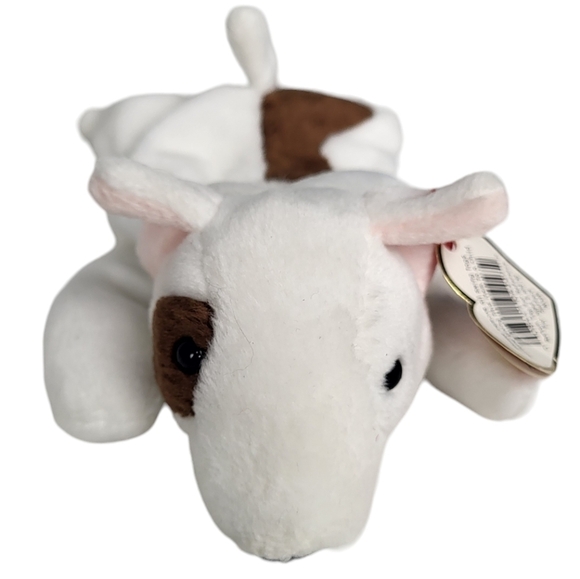 Ty Beanie Babies Butch Bull Terrier Dog Beanbag Plush White Brown 1999 Vintage - Picture 1 of 2